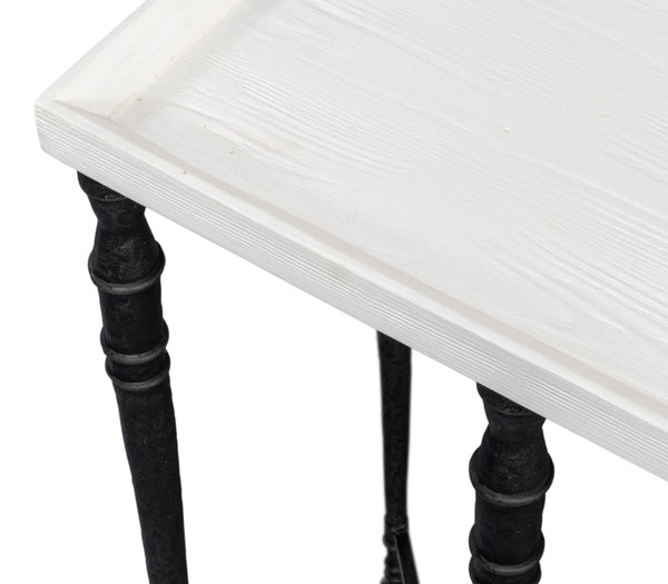 Sarreid Nathaniel Antique Black And Off White Console Table - Stylish Pine And Iron Design For Your Home White  53764