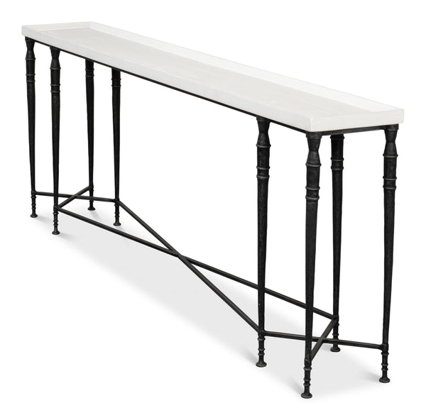 Sarreid Nathaniel Antique Black And Off White Console Table - Stylish Pine And Iron Design For Your Home White  53764