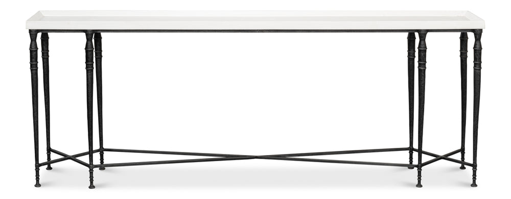 Sarreid Nathaniel Antique Black And Off White Console Table - Stylish Pine And Iron Design For Your Home White  53764