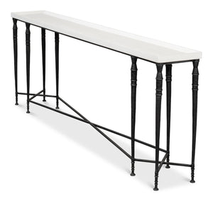 Sarreid Nathaniel Antique Black And Off White Console Table - Stylish Pine And Iron Design For Your Home White  53764