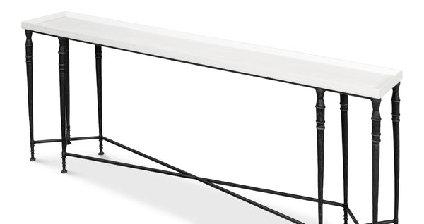 Sarreid Nathaniel Antique Black And Off White Console Table - Stylish Pine And Iron Design For Your Home White  53764