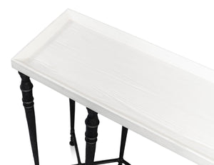 Sarreid Nathaniel Antique Black And Off White Console Table - Stylish Pine And Iron Design For Your Home White  53764