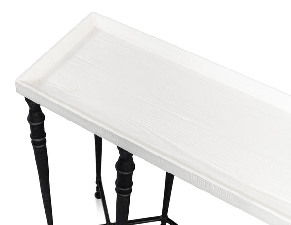 Sarreid Nathaniel Antique Black And Off White Console Table - Stylish Pine And Iron Design For Your Home White  53764