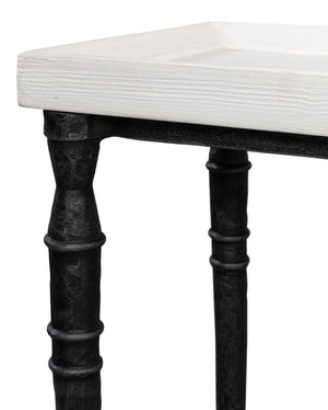 Sarreid Nathaniel Antique Black And Off White Console Table - Stylish Pine And Iron Design For Your Home White  53764