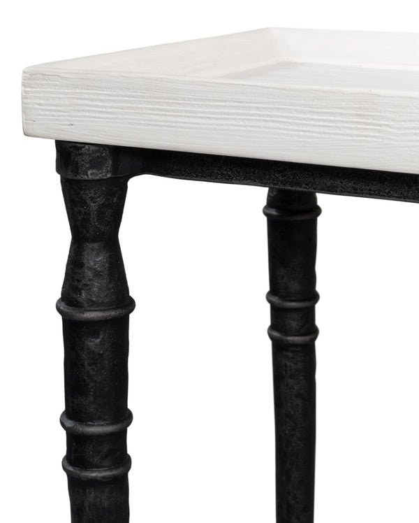 Sarreid Nathaniel Antique Black And Off White Console Table - Stylish Pine And Iron Design For Your Home White  53764