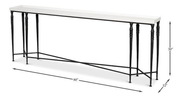 Sarreid Nathaniel Antique Black And Off White Console Table - Stylish Pine And Iron Design For Your Home White  53764