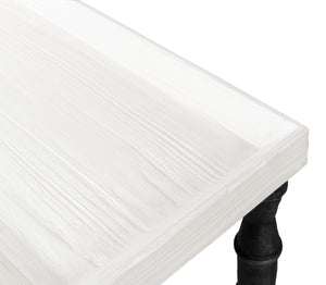 Sarreid Nathaniel Antique Black Base Console Table With Elegant Off White Top - Stylish Pine & Iron Design White  53765