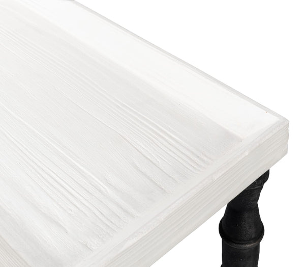 Sarreid Nathaniel Antique Black Base Console Table With Elegant Off White Top - Stylish Pine & Iron Design White  53765