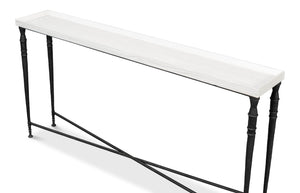 Sarreid Nathaniel Antique Black Base Console Table With Elegant Off White Top - Stylish Pine & Iron Design White  53765