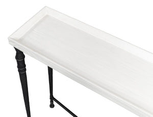Sarreid Nathaniel Antique Black Base Console Table With Elegant Off White Top - Stylish Pine & Iron Design White  53765