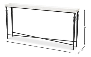 Sarreid Nathaniel Antique Black Base Console Table With Elegant Off White Top - Stylish Pine & Iron Design White  53765