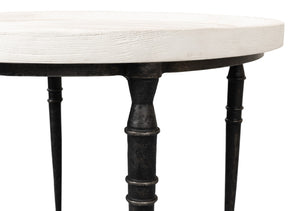 Sarreid Nathaniel Antique Black & Off White Side Table - Stylish Pine & Iron Design For Elegant Spaces White  53767