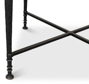 Sarreid Nathaniel Antique Black & Off White Side Table - Stylish Pine & Iron Design For Elegant Spaces White  53767