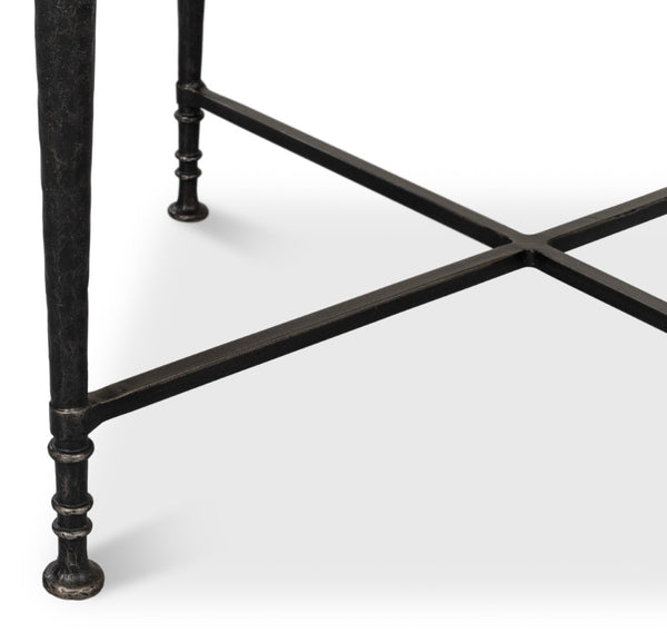 Sarreid Nathaniel Antique Black & Off White Side Table - Stylish Pine & Iron Design For Elegant Spaces White  53767