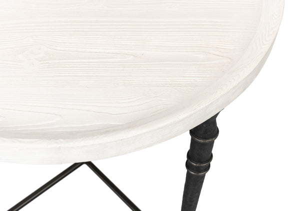 Sarreid Nathaniel Antique Black & Off White Side Table - Stylish Pine & Iron Design For Elegant Spaces White  53767