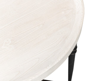 Sarreid Nathaniel Antique Black & Off White Side Table - Stylish Pine & Iron Design For Elegant Spaces White  53767