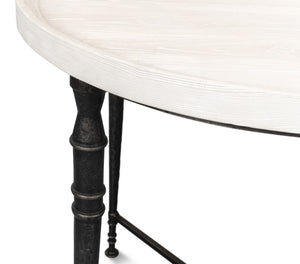 Sarreid Nathaniel Antique Black & Off White Side Table - Stylish Pine & Iron Design For Elegant Spaces White  53767
