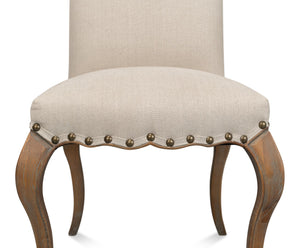 Sarreid Thorne Side Chair In Beige Linen - Distressed Oak Finish, Perfect For Stylish Dining Spaces! Beige  53777