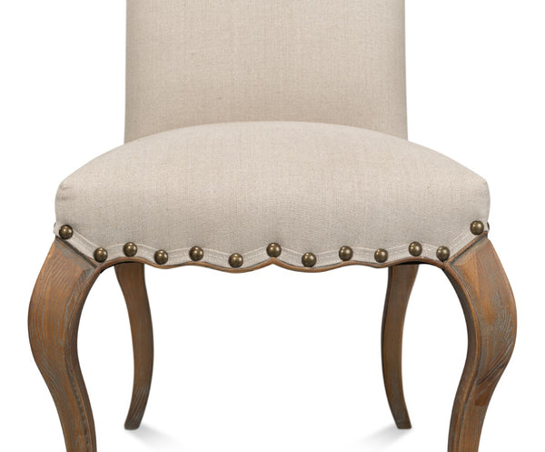 Sarreid Thorne Side Chair In Beige Linen - Distressed Oak Finish, Perfect For Stylish Dining Spaces! Beige  53777