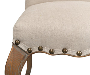 Sarreid Thorne Side Chair In Beige Linen - Distressed Oak Finish, Perfect For Stylish Dining Spaces! Beige  53777