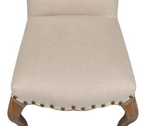 Sarreid Thorne Side Chair In Beige Linen - Distressed Oak Finish, Perfect For Stylish Dining Spaces! Beige  53777