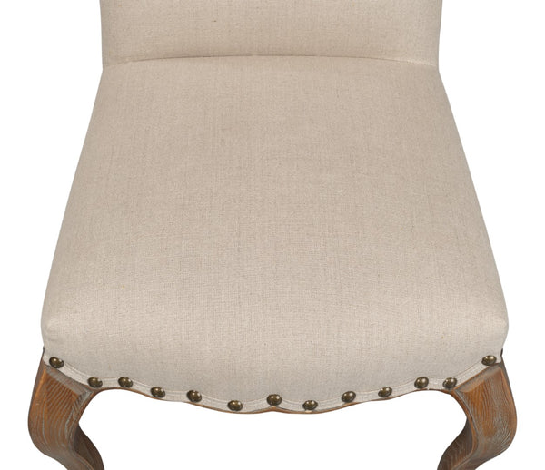 Sarreid Thorne Side Chair In Beige Linen - Distressed Oak Finish, Perfect For Stylish Dining Spaces! Beige  53777
