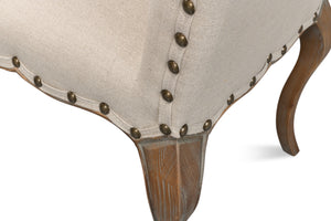 Sarreid Thorne Side Chair In Beige Linen - Distressed Oak Finish, Perfect For Stylish Dining Spaces! Beige  53777