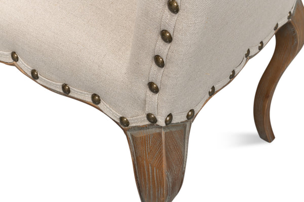 Sarreid Thorne Side Chair In Beige Linen - Distressed Oak Finish, Perfect For Stylish Dining Spaces! Beige  53777