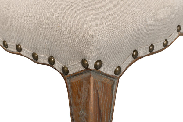 Sarreid Thorne Side Chair In Beige Linen - Distressed Oak Finish, Perfect For Stylish Dining Spaces! Beige  53777