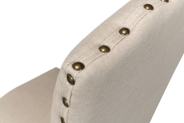 Sarreid Thorne Side Chair In Beige Linen - Distressed Oak Finish, Perfect For Stylish Dining Spaces! Beige  53777