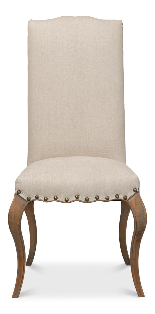 Sarreid Thorne Side Chair In Beige Linen - Distressed Oak Finish, Perfect For Stylish Dining Spaces! Beige  53777