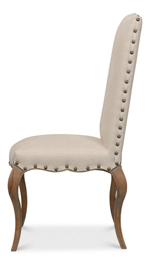 Sarreid Thorne Side Chair In Beige Linen - Distressed Oak Finish, Perfect For Stylish Dining Spaces! Beige  53777