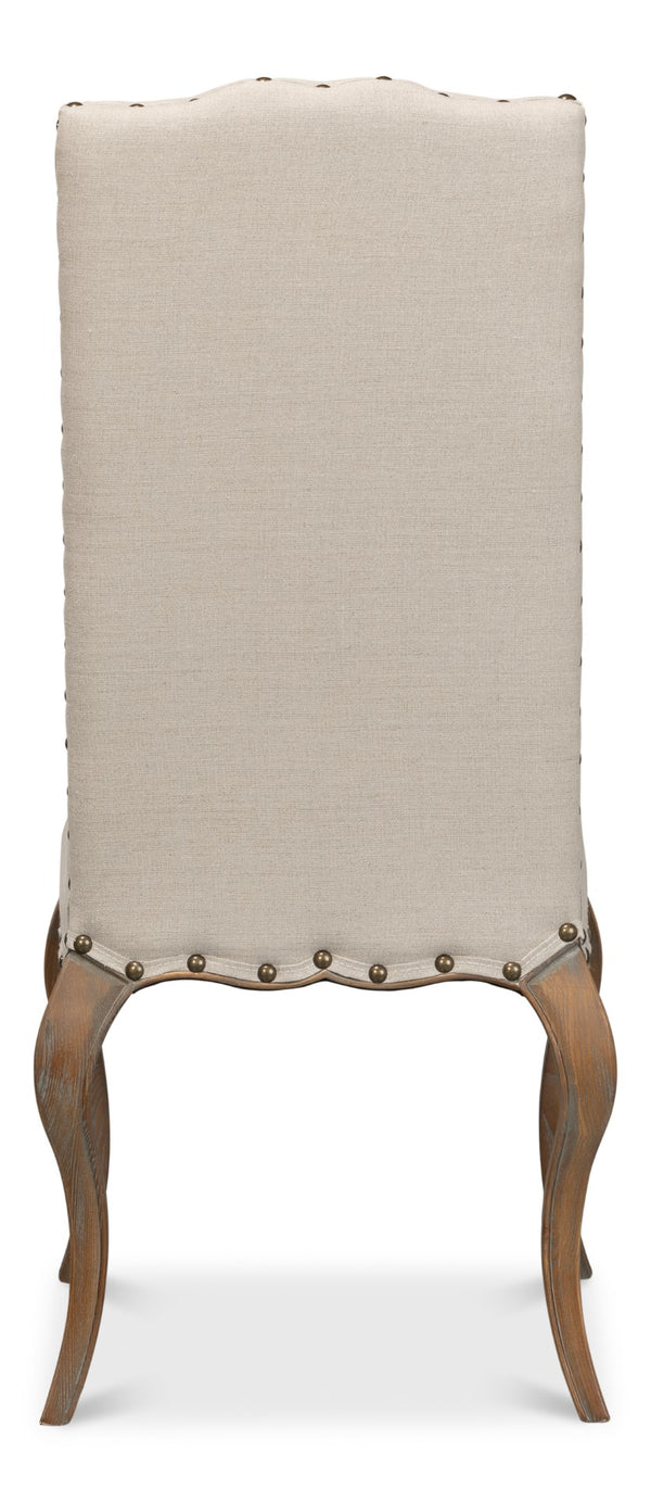 Sarreid Thorne Side Chair In Beige Linen - Distressed Oak Finish, Perfect For Stylish Dining Spaces! Beige  53777