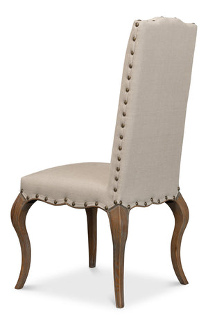 Sarreid Thorne Side Chair In Beige Linen - Distressed Oak Finish, Perfect For Stylish Dining Spaces! Beige  53777