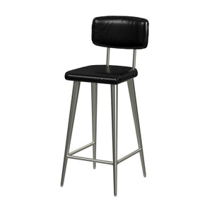 Butler Specialty Saddle Rustic Glam Leather Counter Stool With Back For Kitchen, Stylish Metal Legs, Comfortable Seating Black Iron,Leather,Plywood,Tris Free Fr Foam 5378034-butler