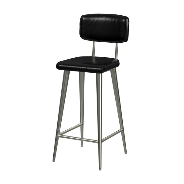 Butler Specialty Saddle Rustic Glam Leather Counter Stool With Back For Kitchen, Stylish Metal Legs, Comfortable Seating Black Iron,Leather,Plywood,Tris Free Fr Foam 5378034-butler