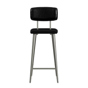 Butler Specialty Saddle Rustic Glam Leather Counter Stool With Back For Kitchen, Stylish Metal Legs, Comfortable Seating Black Iron,Leather,Plywood,Tris Free Fr Foam 5378034-butler