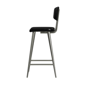 Butler Specialty Saddle Rustic Glam Leather Counter Stool With Back For Kitchen, Stylish Metal Legs, Comfortable Seating Black Iron,Leather,Plywood,Tris Free Fr Foam 5378034-butler