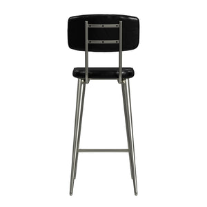 Butler Specialty Saddle Rustic Glam Leather Counter Stool With Back For Kitchen, Stylish Metal Legs, Comfortable Seating Black Iron,Leather,Plywood,Tris Free Fr Foam 5378034-butler