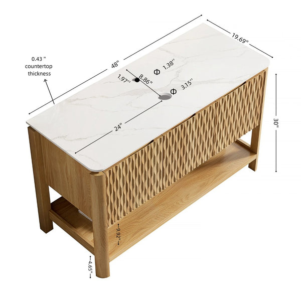 English Elm Nyah Carrara Sintered Stone Vanity Countertop with Undermount Ceramic Basin 48 Inch W2615P346331