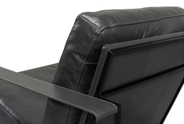 Sarreid Oryan Chair - Stylish Portland Gray Cowhide Leather & Durable Iron Metal Frame For Modern Spaces Grey  53783