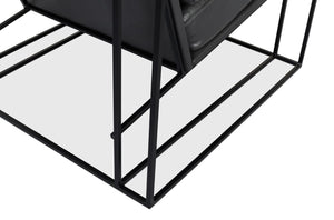 Sarreid Oryan Chair - Stylish Portland Gray Cowhide Leather & Durable Iron Metal Frame For Modern Spaces Grey  53783