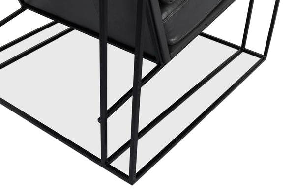 Sarreid Oryan Chair - Stylish Portland Gray Cowhide Leather & Durable Iron Metal Frame For Modern Spaces Grey  53783