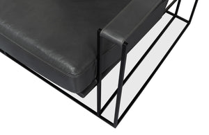 Sarreid Oryan Chair - Stylish Portland Gray Cowhide Leather & Durable Iron Metal Frame For Modern Spaces Grey  53783