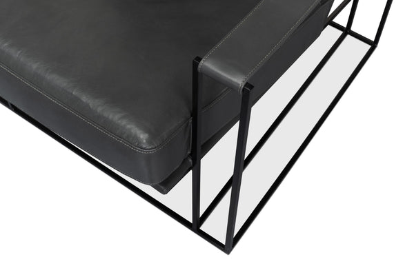 Sarreid Oryan Chair - Stylish Portland Gray Cowhide Leather & Durable Iron Metal Frame For Modern Spaces Grey  53783