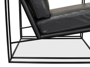 Sarreid Oryan Chair - Stylish Portland Gray Cowhide Leather & Durable Iron Metal Frame For Modern Spaces Grey  53783