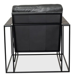 Sarreid Oryan Chair - Stylish Portland Gray Cowhide Leather & Durable Iron Metal Frame For Modern Spaces Grey  53783
