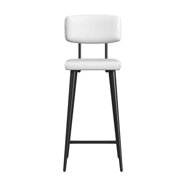 Butler Specialty Saddle Rustic Glam Leather Counter Stool With Back For Kitchen, Stylish Metal Legs, Comfortable Seating White Iron,Leather,Plywood,Tris Free Fr Foam 5378411-butler