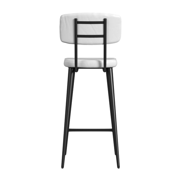 Butler Specialty Saddle Rustic Glam Leather Counter Stool With Back For Kitchen, Stylish Metal Legs, Comfortable Seating White Iron,Leather,Plywood,Tris Free Fr Foam 5378411-butler