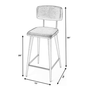 Butler Specialty Saddle Rustic Glam Leather Counter Stool With Back For Kitchen, Stylish Metal Legs, Comfortable Seating White Iron,Leather,Plywood,Tris Free Fr Foam 5378411-butler